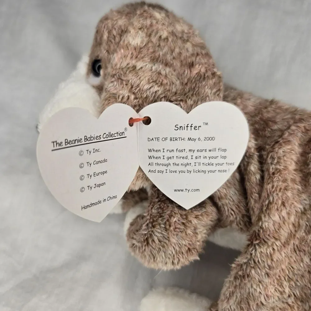 Ty Beanie Babies Sniffer the‎ Dog Plush stuffed Animal 2000